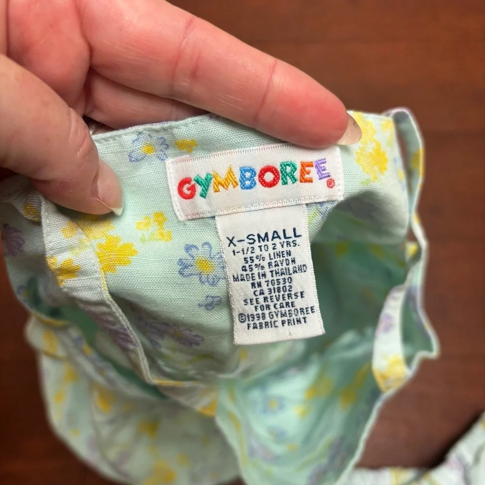 Vintage Gymboree Floral Linen Blend Two Piece Dress